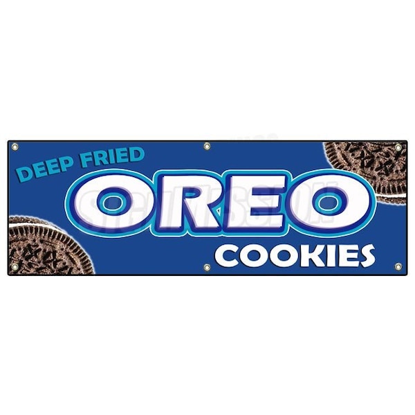 DEEP FRIED OREOS BANNER SIGN warm fresh homemade fryed stick candy bar oreo